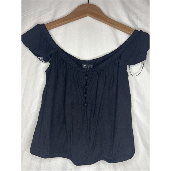 volcom‎ black women size Small crop top off the shoulder - Picture 1 of 8